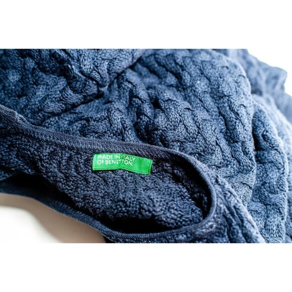Made in Italy of Benetton Women's Navy Blue Trellis knit Sweater M - Picture 3 of 5